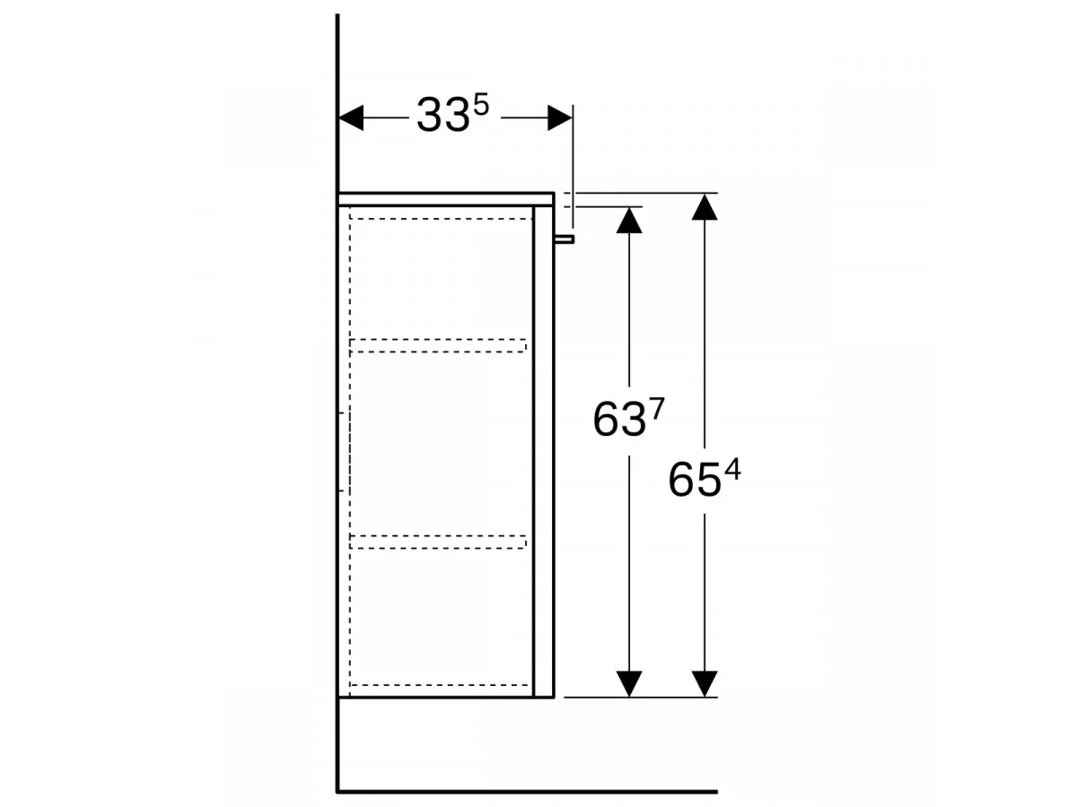 Geberit Selnova Square bočni ormarić, jedna vrata, beli, sjaj 33x65,4x33,5 cm 500.181.01.1 