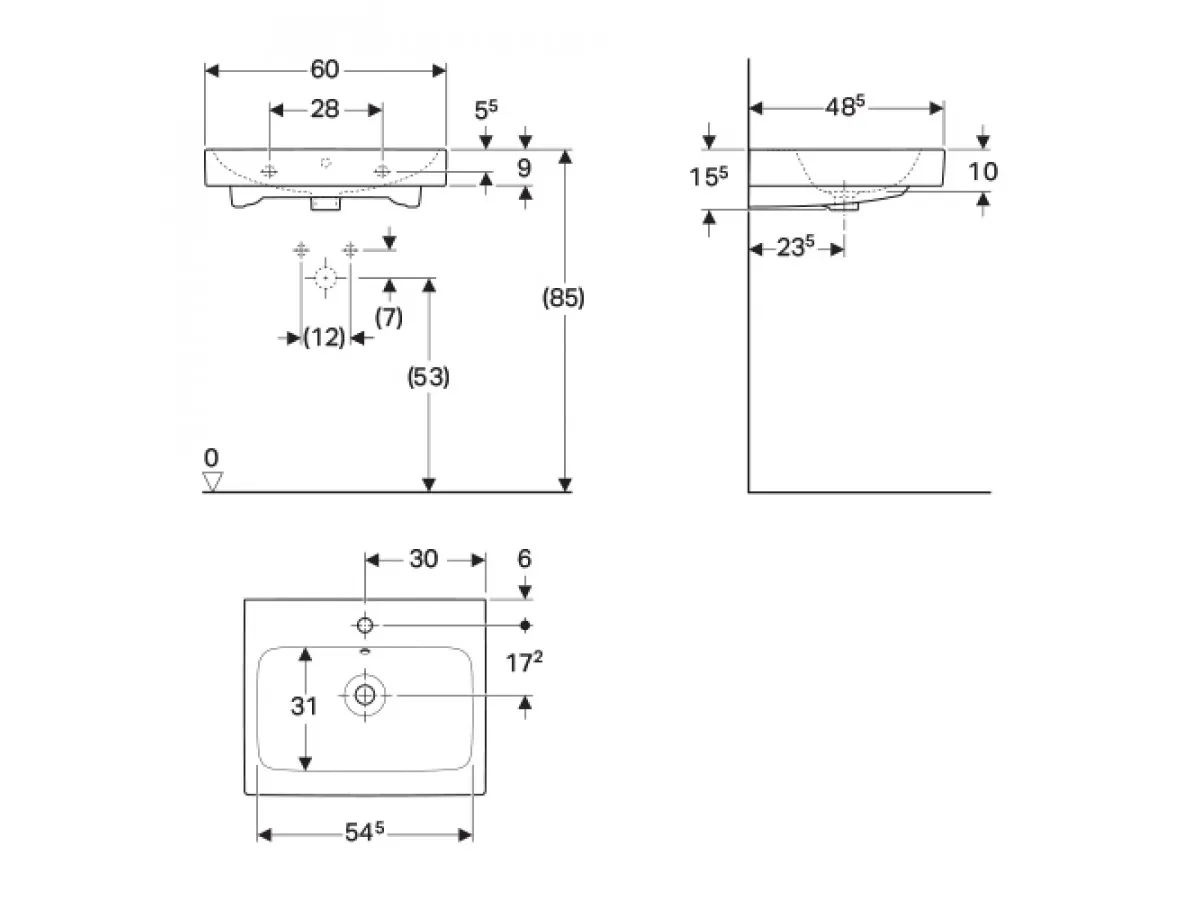 Geberit iCon umivaonik, 60x48,5 cm 124060000 