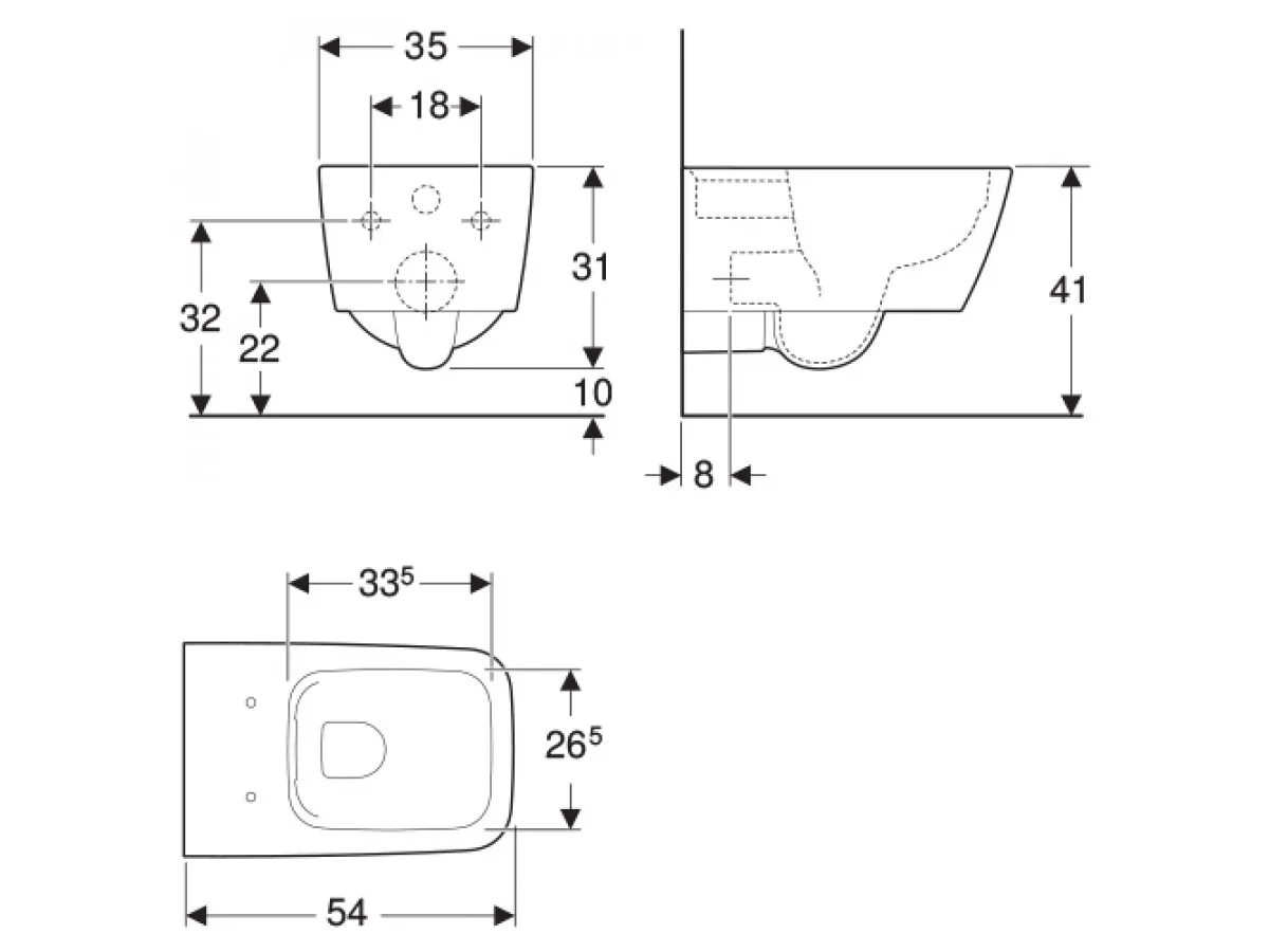 Geberit iCon Square konzolna wc šolja, rimfree 201950000 