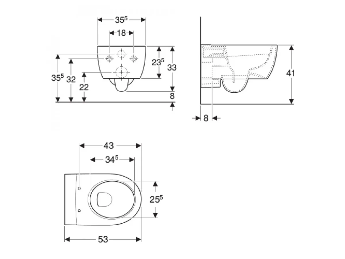 Geberit iCon konzolna wc šolja, rimfree 204060000 