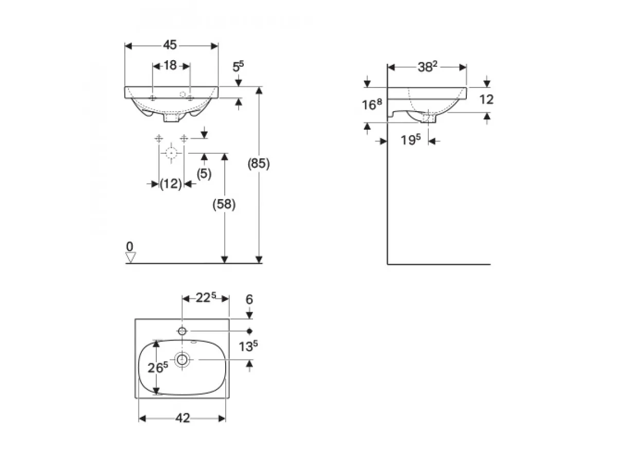 Geberit Acanto umivaonik, 45x38,2cm 500.636.01.2 