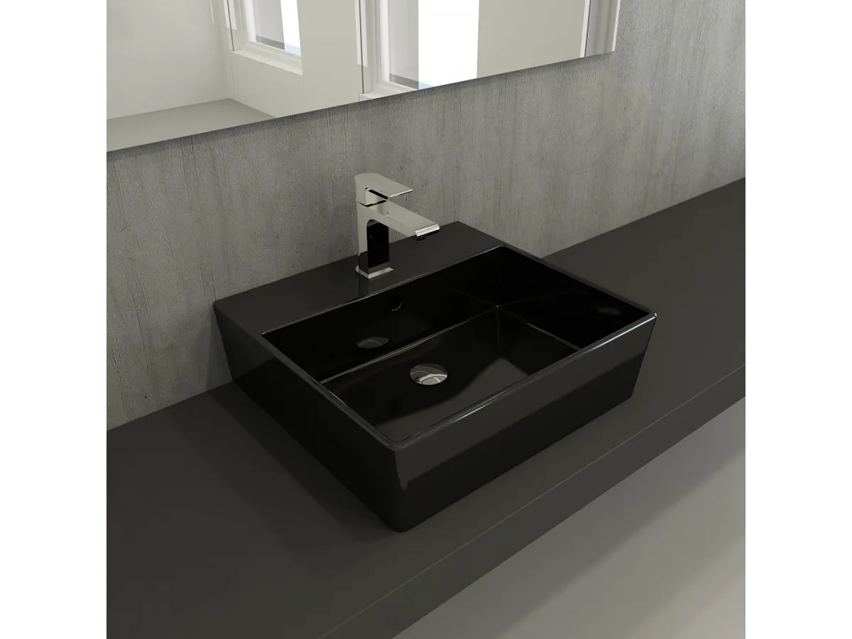BOCCHI MILANO 50 CM SA RUPOM LAVABO SJAJNA CRNA 1216-005-0126 