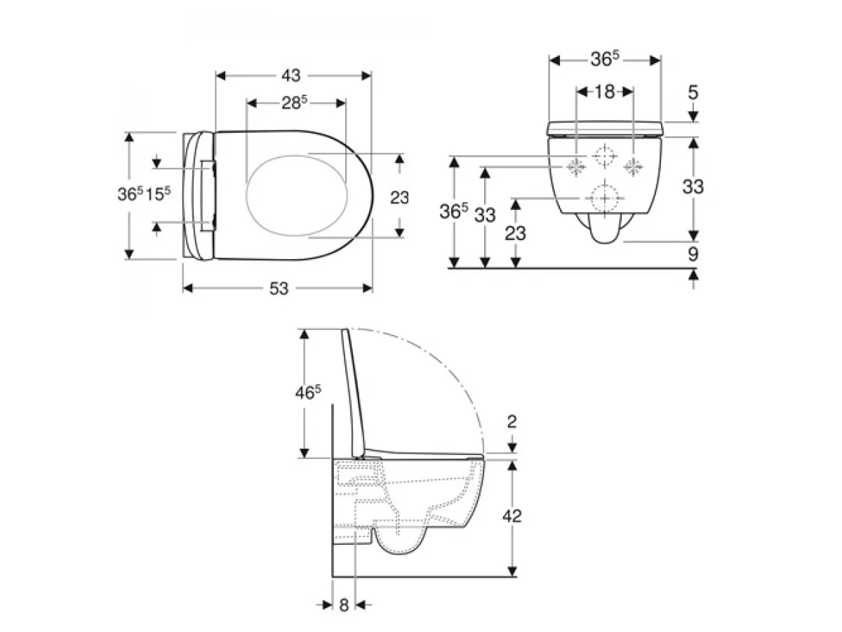 Geberit ICON 500.784.01.1 set konzolna wc šolja 204060000 skriveno kačenje Rimfree sa slim SC daskom 