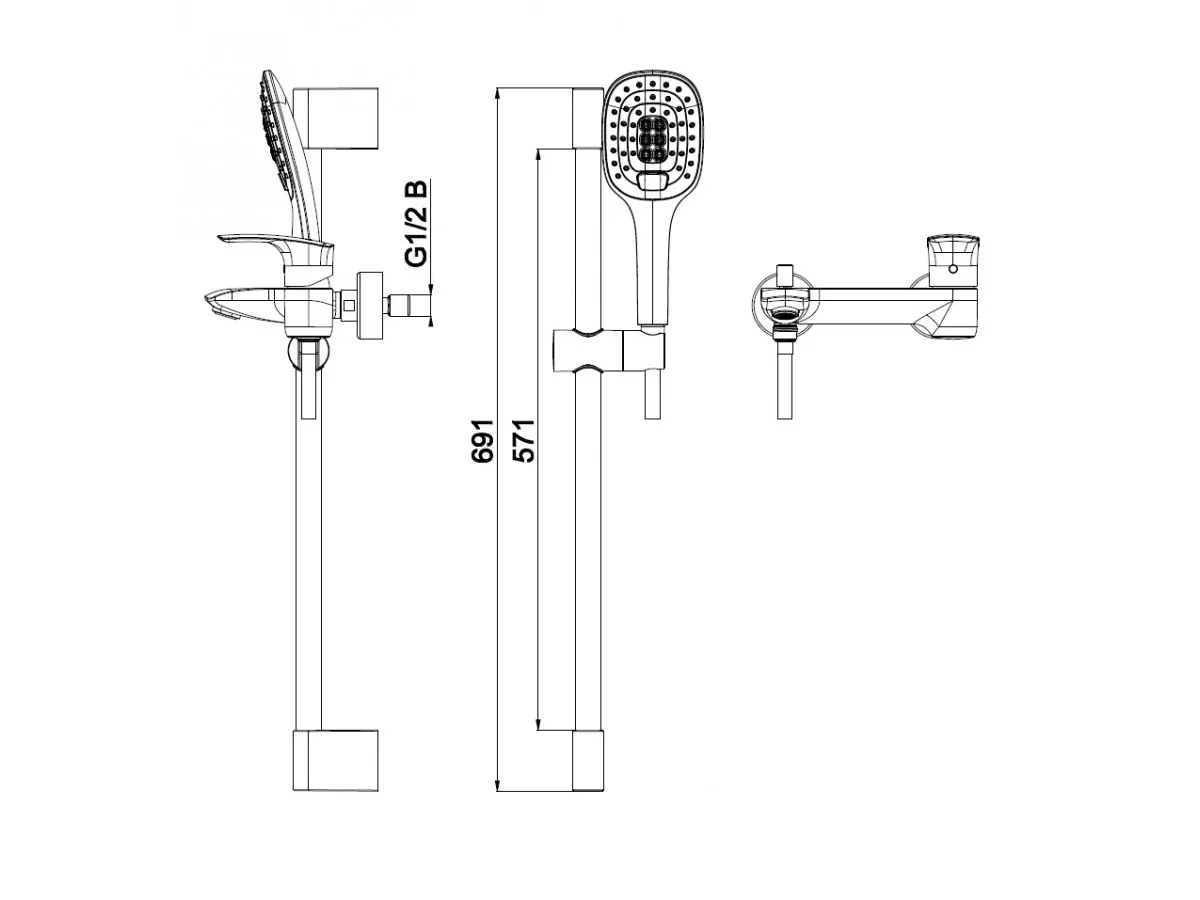 Herz Elite Baterija Za Kadu E30 Sa Tus Rucicom, Crevom I Kliznom Sipkom 00375 