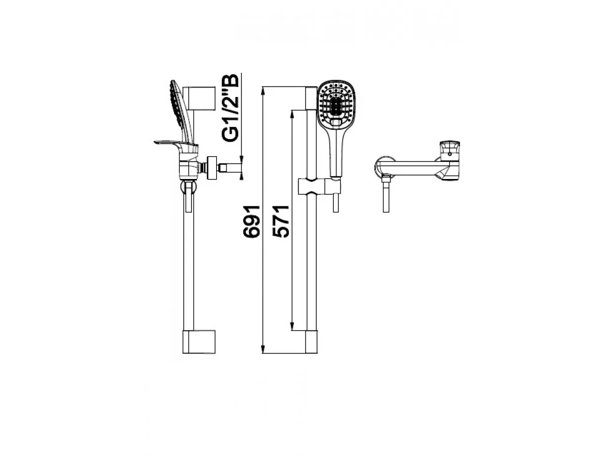 Herz Elite Baterija Za Tus Kadu E40 Sa Tus Rucicom, Crevom I Kliznom Sipkom 00487 