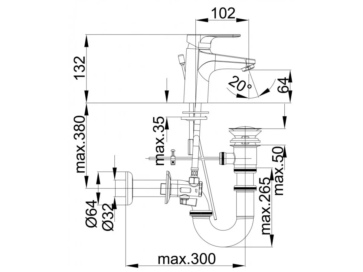 Herz Infinity Baterija Za Umivaonik I10 Sa Podsklopom Sifona, Sifonom I Ugaonim Ventilima 00001 