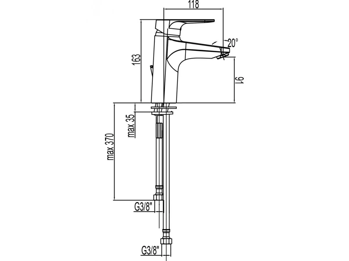 Herz Infinity Povisena Baterija Za Umivaonik I12 Sa Tri Cevi 01012 