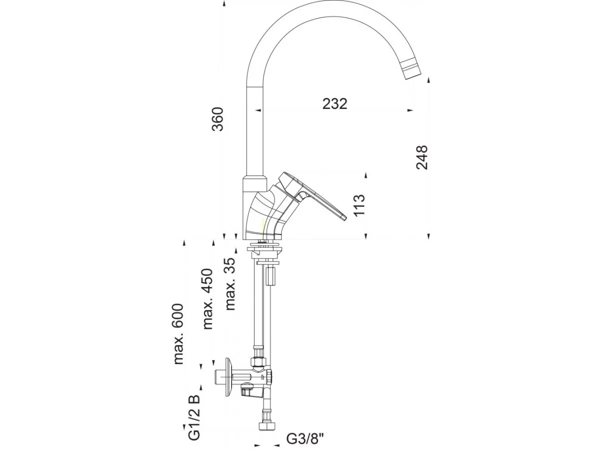 Herz Infinity Baterija Za Sudoperu I22 Sa Tri Cevi I Ugaonim Ventilima 01173 