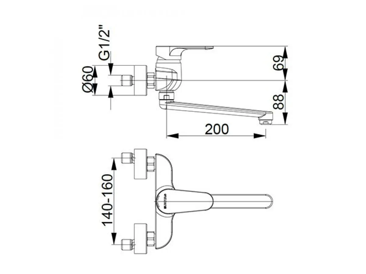 Herz Infinity Baterija Za Sudoperu Zidna I41 Izliv 200 Mm 00201 