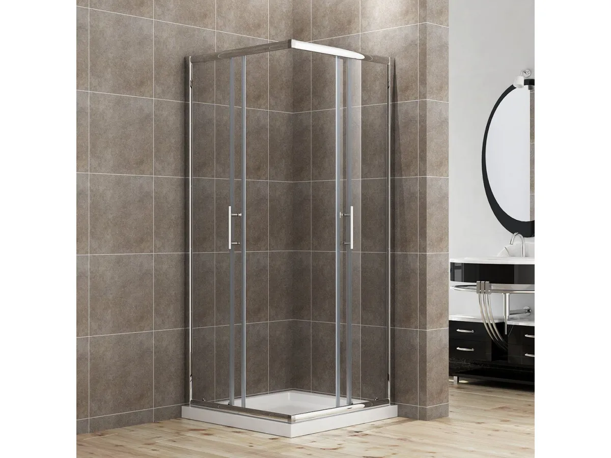 NKS Paravan 6005 providno staklo 6mm 80x80x185 plitka, silver, kompenzacioni profil KBJF00480ST 