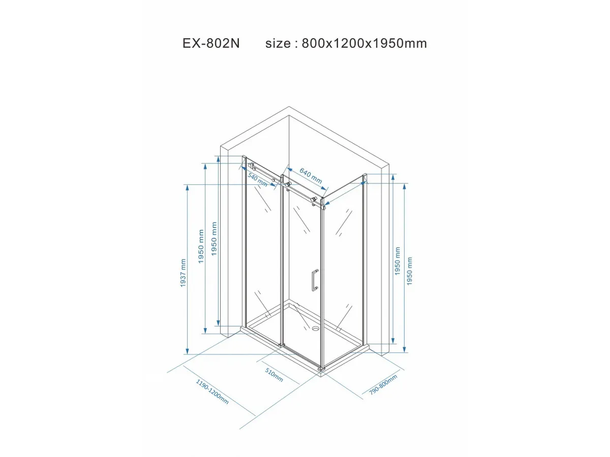 NKS Paravan EX802N 80x120x195/ 8mm NANO EASY CLEAN KBKEX802N1 