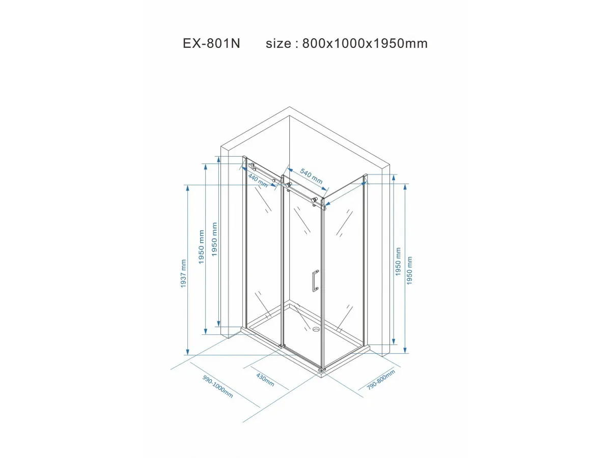 NKS Paravan EX801N 80x100x195/ 8mm NANO EASY CLEAN KBKEX801N 