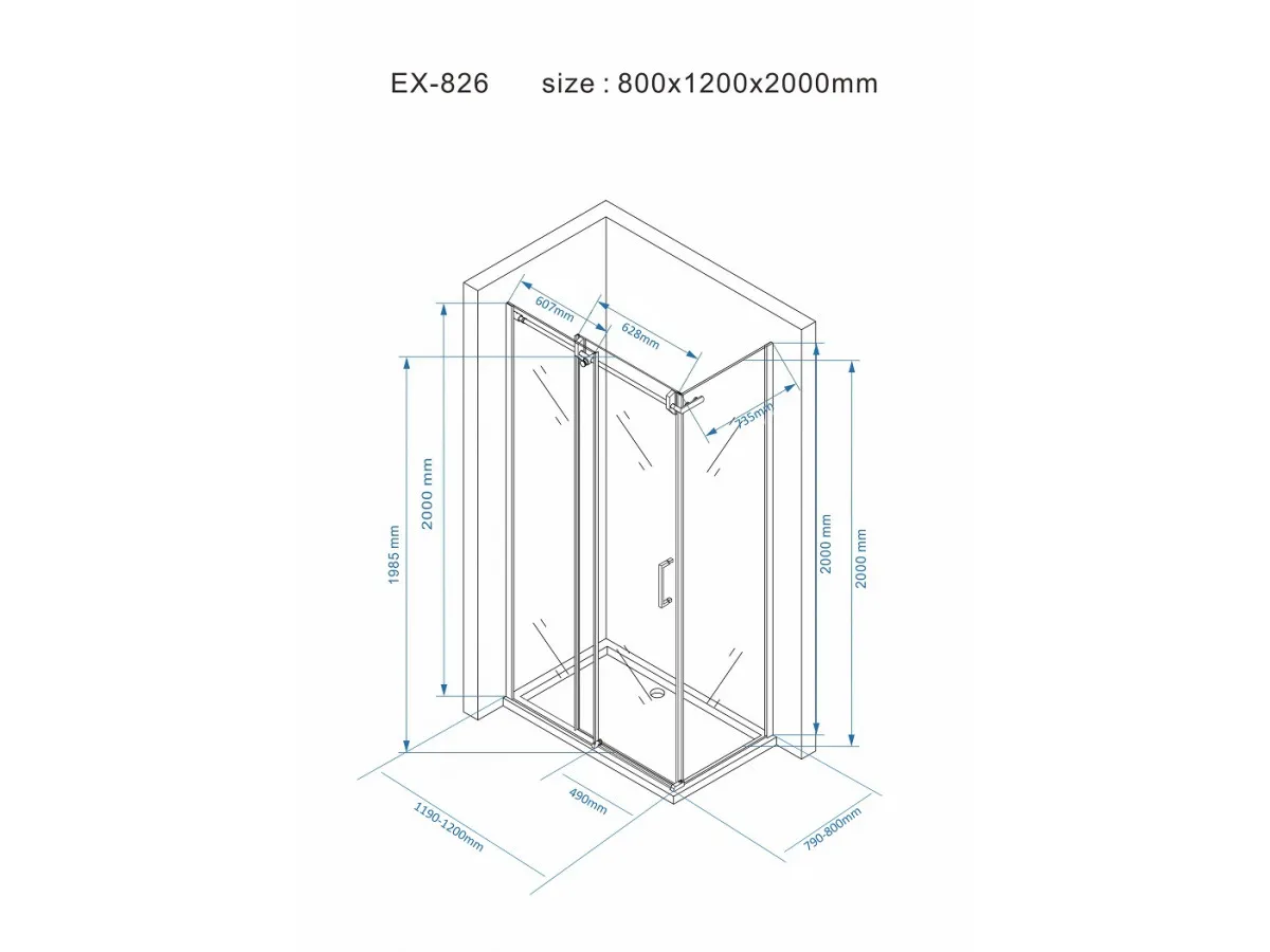 NKS Paravan EX826 80x120x200/ 8mm NANO EASY CLEAN KBKEX826 