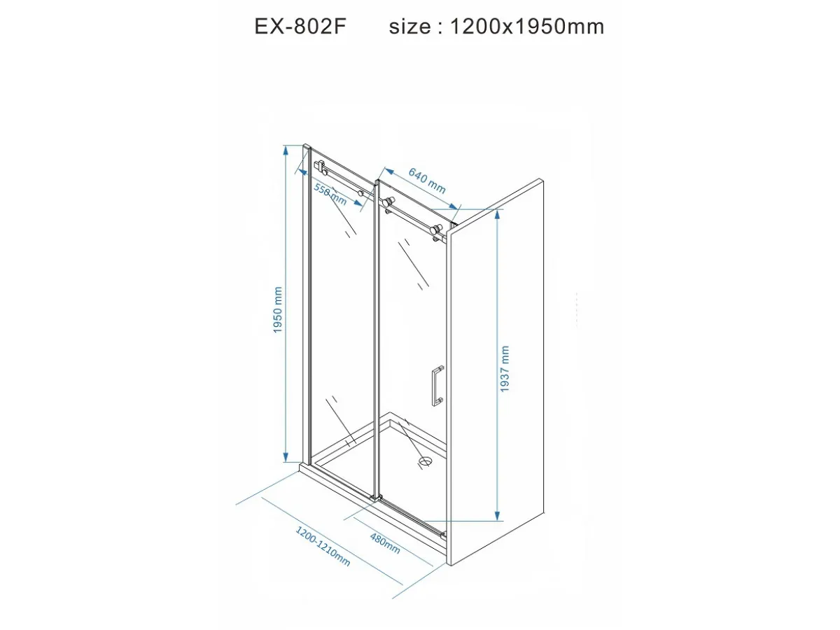 Nks Tus Paravan EX802F 1200x1950/ 8mm NANO EASY CLEAN KBKEX802F120 