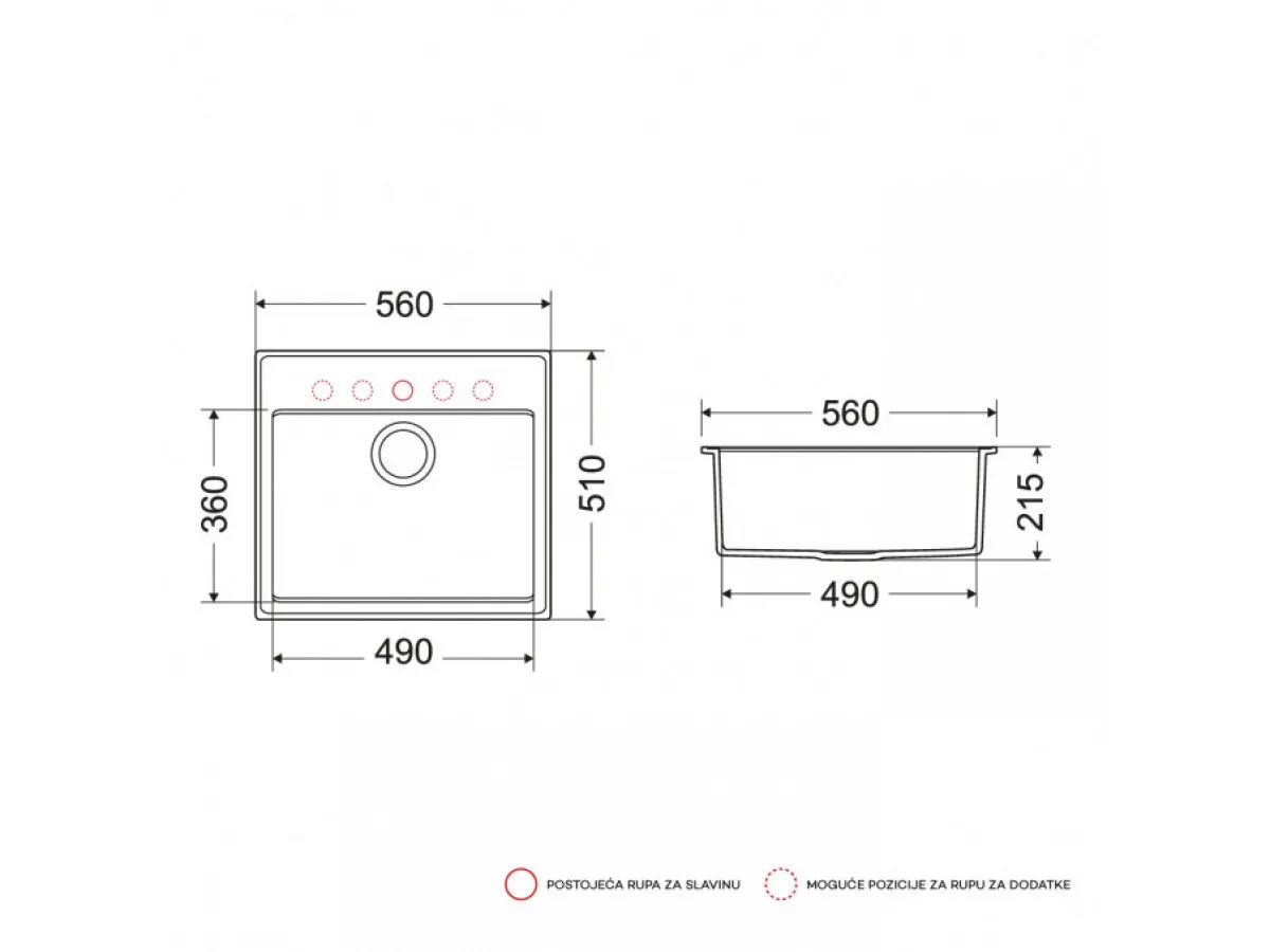 Milo Granitna sudopera MILO RETTO 56x51 Diamond grey sa sifonom RET.D.1KBO 