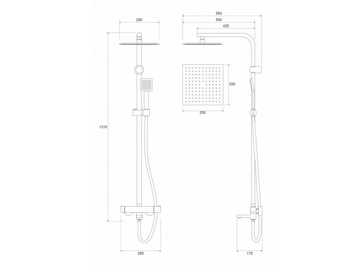 Cop Baterija i usponski tus sa izlivom COPEN NOOK mat crna cetvrtasti set C-01-111MB 