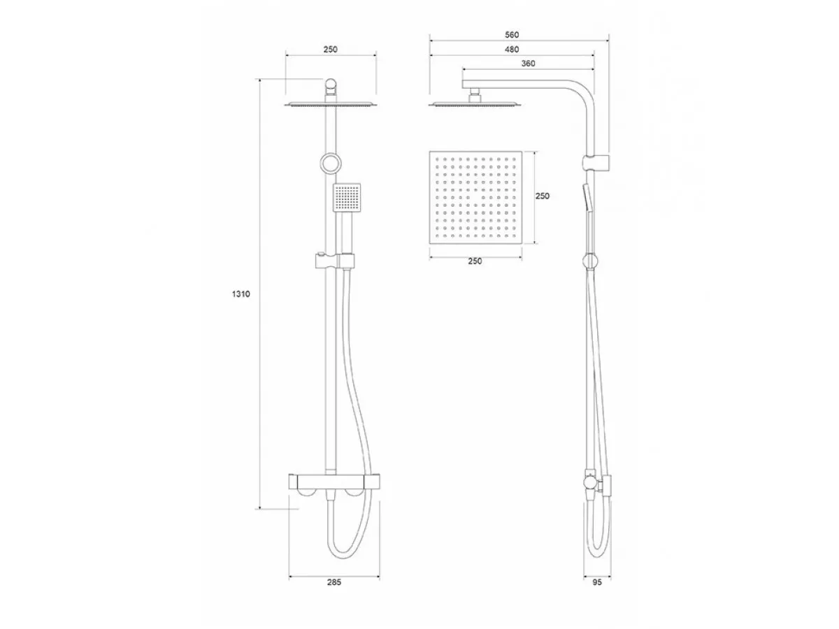 Cop Baterija i usponski tus COPEN NOOK mat crna cetvrtasti set C-01-113MB 