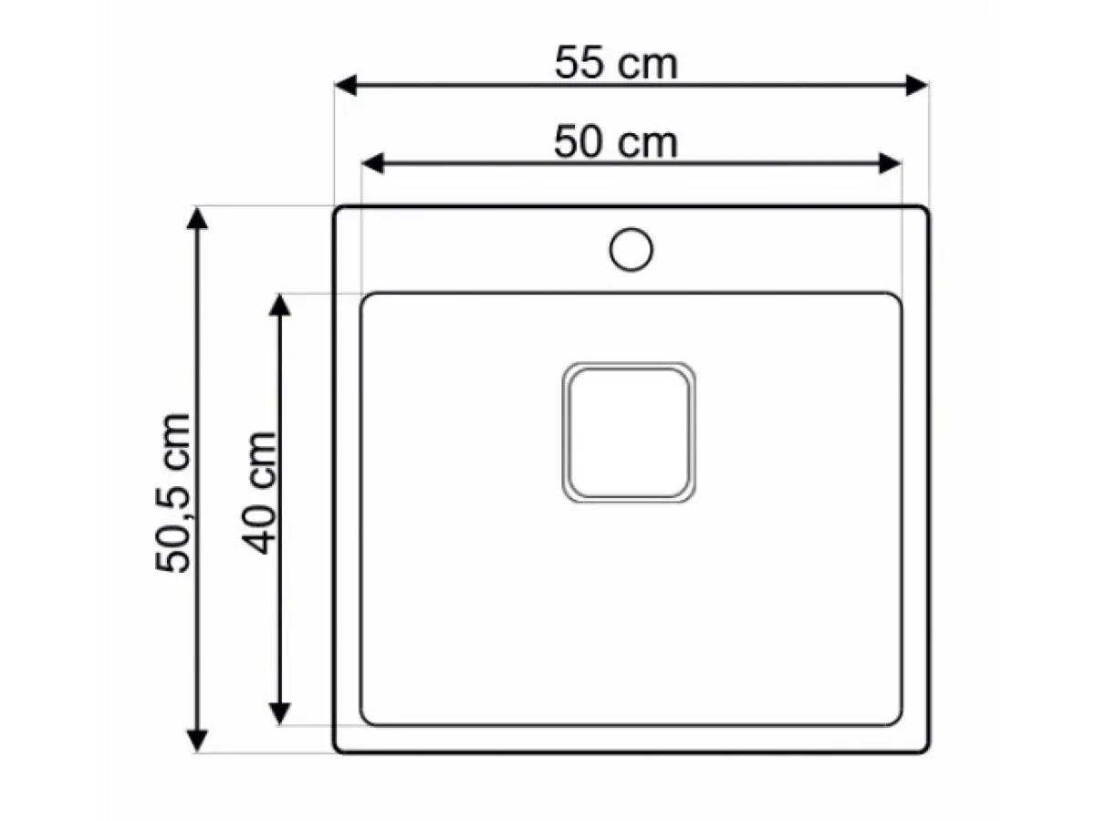 Lav sudopera AS 383   550x505x200 mm  / 1mm  sa sifonom 