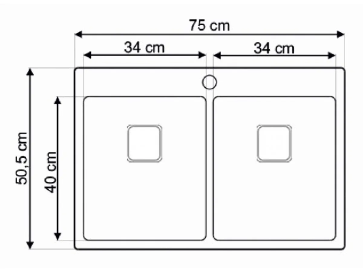 Lav sudopera AS 390   750x505x200 mm  / 1mm  sa sifonom 