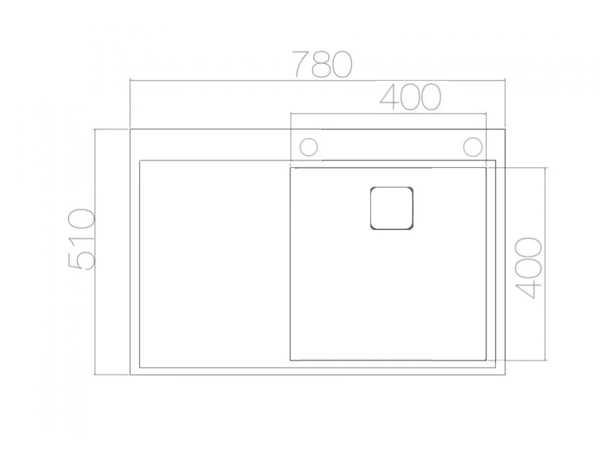 Lav sudopera AS 3326 -  HAND MADE 780x510x230 mm Debljina lima: 1.2 mm Korito može biti levo ili desno sa sifonom 