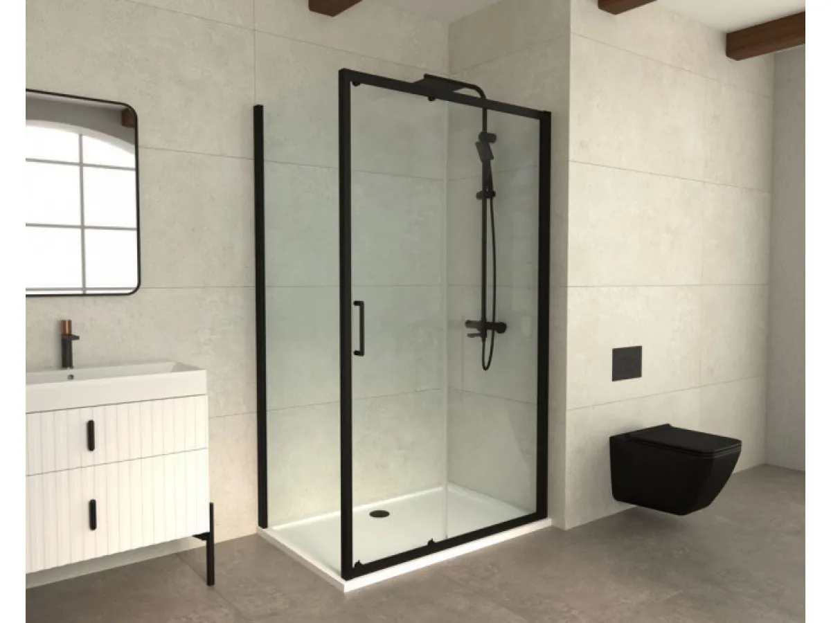 COPEN Tus kabina ATLAS BLACK 800X1000X1950 trans staklo 6mm crni mat ram  C-02-B4100T+C-02-4080T 