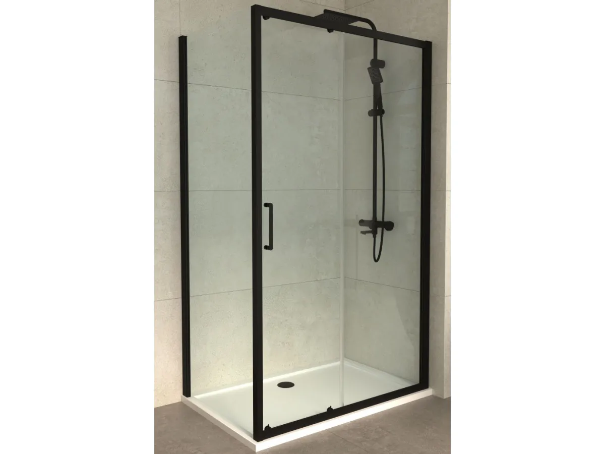 COPEN Tus kabina ATLAS BLACK 700X1400X1950 trans staklo 6mm crni mat ram  C-02-B4140T+C-02-4070T 