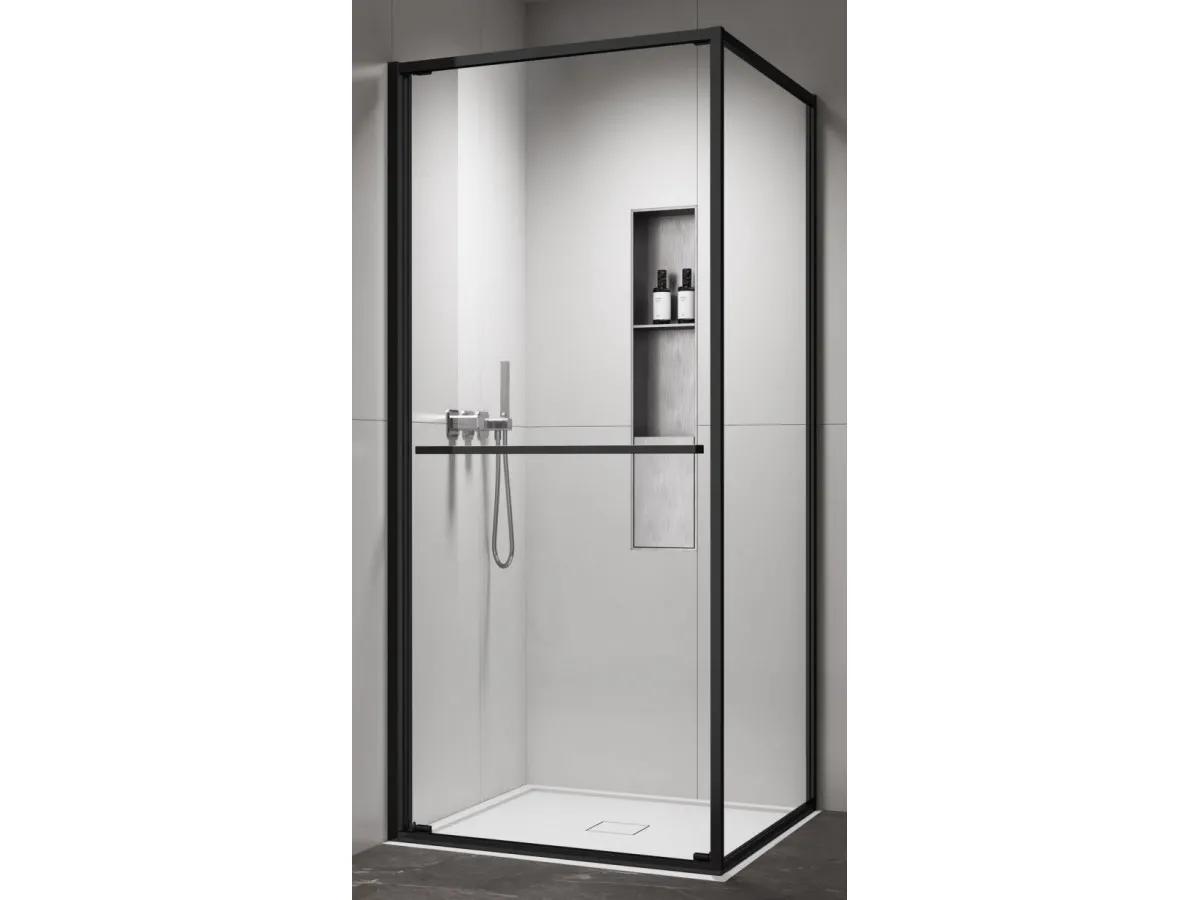 COPEN Tus kabina  ATLAS PRO 1V 800x800x2000 matt black, staklo 6mm providno C-02-B43K8001V 