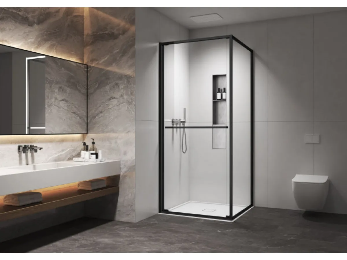 COPEN Tus kabina  ATLAS PRO 1V 900x900x2000 matt black, staklo 6mm providno C-02-B43K9001V 