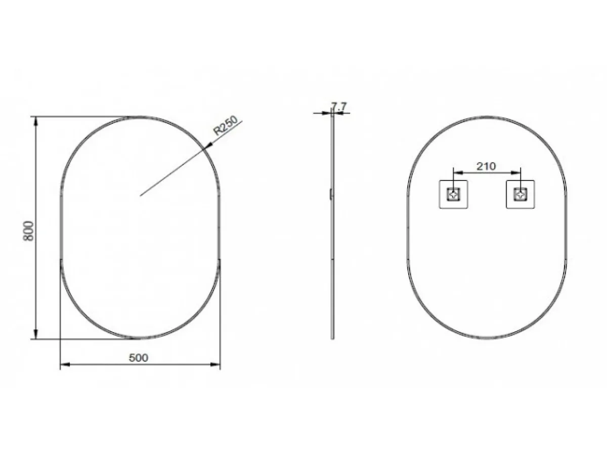 Copen Ogledalo 500x800 sa alu ramom 7,7mm brušeno srebro H-010RBS 