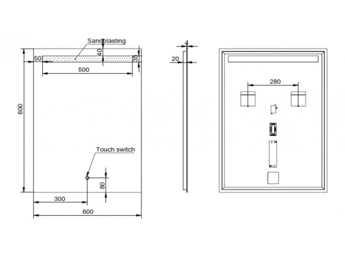 Copen Ogledalo 600x800 sa LED osvetljenjem H-201 