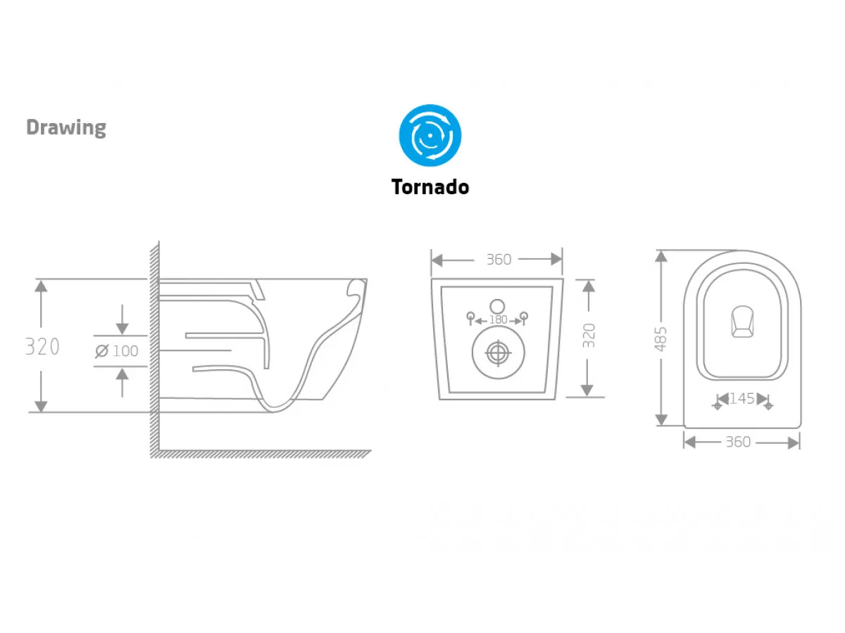 Wc solja MILE TORNADO konzolna crna sa slim wc daskom 