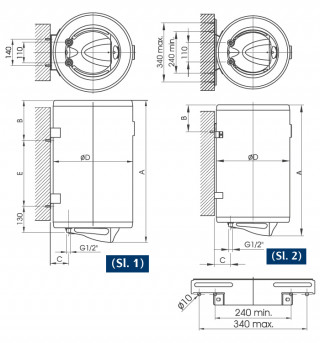 ELIT BOJLER TALAS S 60L SLIM - PROHROM (980x360mm/2000W) 