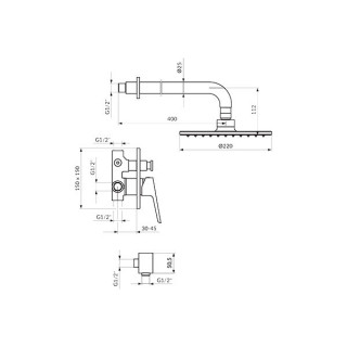 Stolz Uzidna Baterija Sa ,Zidnim Tusem D.220Mm I Rucnim Tusem 131601 