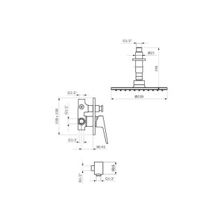 Stolz Uzidna Baterija Sa Plafonskim Tusem D.220Mm I Rucnim Tusem 131603 