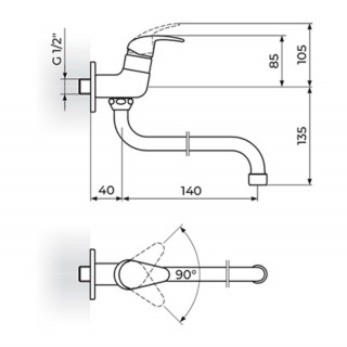 Rosan Jednorucni Ventil Za Jednu Vodu, Cevni Izliv 140 Mm Jp523014 