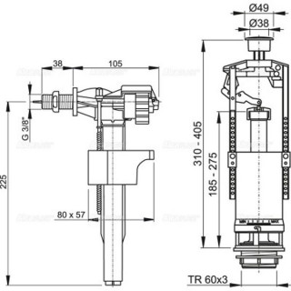 ALCA KOMPLET ZA MONO BLOK HORIZONTALNA 3/8 horizonzalni, PP navoj (SA2000-3/8) 