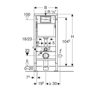 GEBERIT UGRADNI VODOKOTLIC BASIC+TASTER HROM DELTA 21 ZA KONZ.WC SOLJU 458.112.21.1 