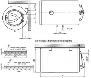 ELIT BOJLER TALAS H 80L X80H - PROHROM, horizontalni (880x450mm/2000W) 