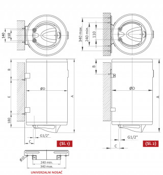 ELIT BOJLER TALAS M 50L - PROHROM (750x420mm/2000W) 