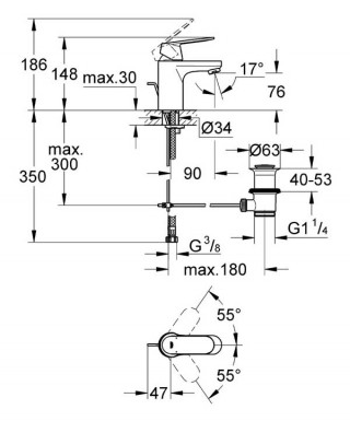 GROHE EURO COSMOPOLITAN BATERIJA ZA LAVABO 328 25 000328 25 00 