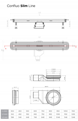 CONFLUO KANALICA 550 SLIM LINE 13100032 