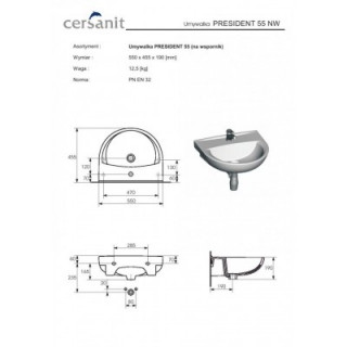 CERSANIT BJANKA LAVABO 55 