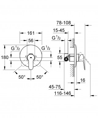 GROHE BAUEDGE UGRADNI SLAVINA BEZ PREBACIVACA 29078000 