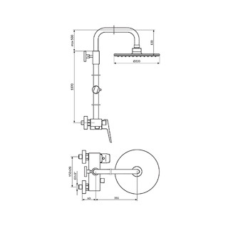 Stolz Baterija Za Tus Kadu Sa Usponskim Tusem D.220Mm 137251 