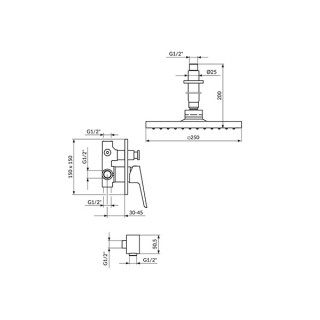 Stolz Uzidna Baterija Sa Plafonskim Tusem 250X250Mm I Rucnim Tusem 131607 