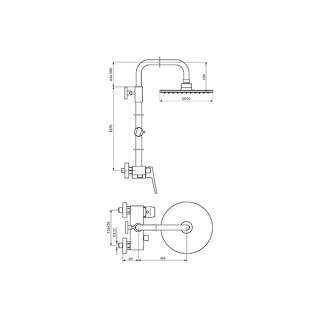 Stolz White Baterija Za Tus Kadu Sa Kvadratnim Usponskim Tusem 250X250Mm 137252W 