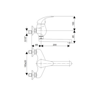 Rosan Nexus Zidna Baterija Za Lavabo Izliv - Lekarska 150Mm Jn32115 