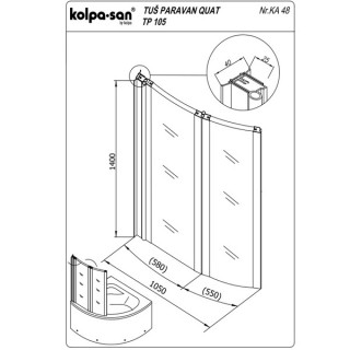 KOLPA TP QUAT 105 UNI - dvodelni polukruz.,POLISTIREN,BELI h=140 (ALBA,DIVANTE,LARGO..-314350 