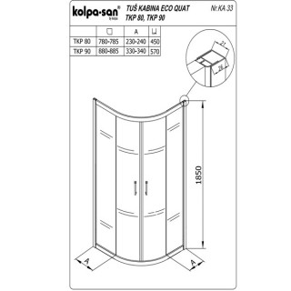 KOLPA ECO QUAT TKP 80/K SILVER 5 mm SILVER/PROVIDNO h=185 - 538570 