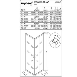 KOLPA SQ line TKK 70x70 S/K SILVER 5/6 mm SILVER/PROVIDNO h=190 - 512660 